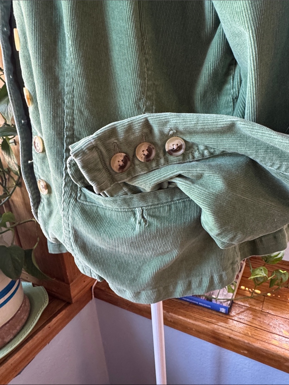 SZ Large St. John’s Bay Sage Green Blazer Corduroy button up Jacket - Picture 3 of 7